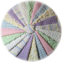 Vintage Chenille Bedspread Quilt Fabric Square Block Kit 21 6 in Pastel ... - £23.51 GBP