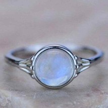 Bague de fiançailles Solitaire Rainbow Moonstone Ring 925 Sterling Silver Ring - $38.03