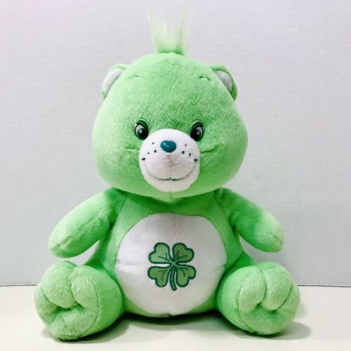 Primary image for Care Bears Good Luck Bear Sitting Mint Green Shamrock Stuffed Plush 2003 Nanco