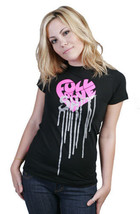 Rogue Status DTA Womens Juniors Black Pink Full of Love Shlt Heart T-shirt NWT - £11.39 GBP