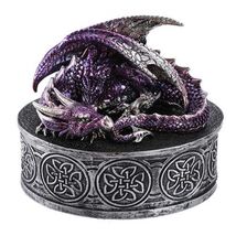 Medieval Fantasy Mythical Dragon Lidded Treasure Trinket Box - $23.98
