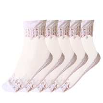 Anysox  5 Pairs Size 5-9 Fashion Socks Summer Lace Embroidery Breathable... - £19.56 GBP