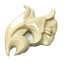 Vintage Off White Molded Lily Flower Brooch  - $12.00