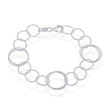 Sterling Silver Multi Linked Sparkling Circles Bracelet - £42.91 GBP