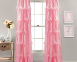 Lush Decor Nerina Sheer Ruffled Textured Pink Window Panel for Living, D... - £43.48 GBP