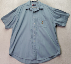 Chaps Ralph Lauren Shirt Men XL Blue Cotton Short Sleeve Logo Collar Button Down - $17.55