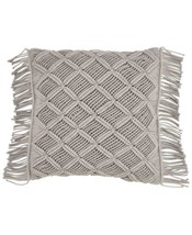 Saro Lifestyle Macrame Decorative Pillow, 18 x 18 Inches Size 18 X 18 Color Gray - £40.50 GBP