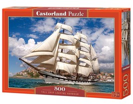 500 Piece Jigsaw Puzzle, Tall Ship Leaving Harbor, Cruise, Sailing Ship Puzzle, - $627.56 MXN
