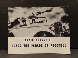 Again Chevrolet Leads the Parade of Progress Sales Brochure 1933 - £53.94 GBP