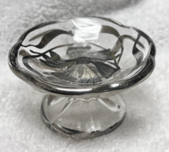 Vintage Floral Sterling Silver Over Clear Glass Pedestal Open Salt Dip 2... - $24.26