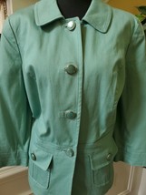 East 5TH Womens Mint Green Cotton Spandex Jacket Blazer Size Lt - £29.57 GBP