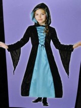 Girls Dark Empiress Halloween Costume Black Blue Hooded Hoop Dress-size 7/8 - £12.23 GBP