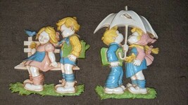 VTG 1977 Childrens Wall Plaques blue pink green boy girl Dart Home Inter... - $29.69