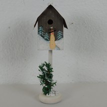 Bird House Free Standing Wood Metal Christmas Rustic Farmhouse Snowman 6" Tall - $9.75