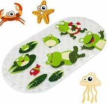 Anlass Non Slip Baby Bath Mat with Suction Cups Mildew Resistant Non Slip - Frog - £14.28 GBP