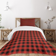 Plaid Bedspread, Lumberjack Fashion Buffalo Style Checks Pattern Retro S... - £61.32 GBP