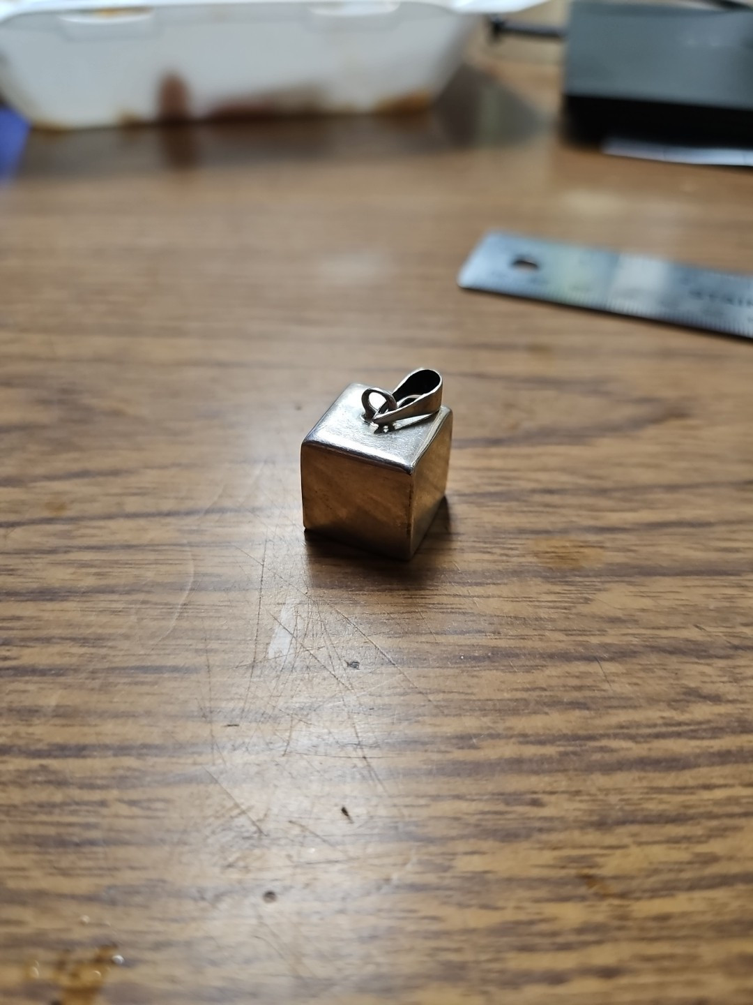 Simple Cube Blank Charm Silver 925 Pendant Item image 3