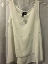 Fun &amp; Flirt Women&#39;s Top Ivory Sheer Open Back Blouse Size XS NWT - £21.45 GBP