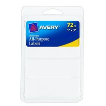 Avery Removable Labels, Rectangular, 1&quot; x 3&quot;, White, Pack of 72 - $5.94