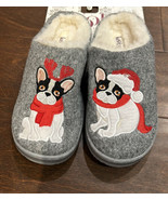 Kooba Womens Fur Lined Slippers Christmas Boston Terrier Frenchie Dog S 5-6 - £25.79 GBP