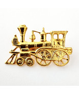 Train Pin Brooch Railroad Vintage Gold Tone Jewelry Railway Car Engine E99C - $553.22 MXN