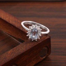 Anello di fidanzamento con acquamarina e diamante a taglio ovale da 2,00 ct... - £95.45 GBP