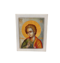 4&quot; Jesus Christ Immanuel Natural Wood Greek Orthodox Lacquered Colored I... - $9.05