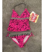 NWT Angel Beach Girls  2 PC TANKINI SET Swimsuit Pink/Black Size 4 - $492.69 MXN