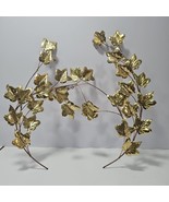 Set Of 2 Vtg Metal Wall Art Flying Ivy Leaves MCM Gold Tone Sculpture 18” - $17.77