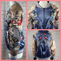 Giacca Sukajan Satin Standard Issue NYC Koi Fish Reversibile Donna XS Ri... - $849.98 MXN