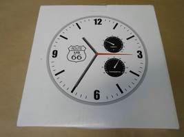 Route 66 Double Gauge Wall Clock Official Licensed Metal Frame White - $16.24