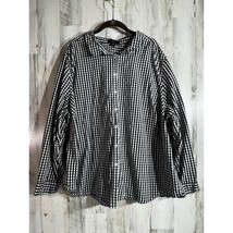 Ellos Womens Button Up Shirt Plus Size 28 Black White Gingham Check Cotton - £17.53 GBP