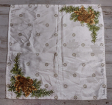 Vintage Satin Pinecone Shimmer Fabric Centerpiece Napkin Linen Square 17.75&quot; - £5.70 GBP