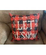 Let It Snow Red Black Throw Pillow Cover 17 X 17 NEW - $14.85