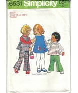 Simplicity 6531 Toddler Girls Applique Dress or Top &amp; Bell-Bottom Pants ... - £5.47 GBP
