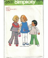 Simplicity 6531 Toddler Girls Applique Dress or Top &amp; Bell-Bottom Pants ... - $7.00