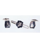 Magnifique Argent Sterling Niello Homme Cravate Clip Et Boutons de Manch... - $159.98