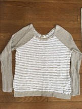 * Hollister cream white glitter gold stripe knit sweater extra small xs ... - $9.85