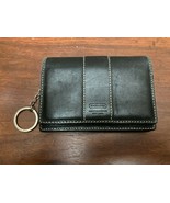 COACH BLACK LEATHER FOLD OVER WALLET w/Key Ring and White Stitching - £38.65 GBP