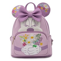 Minnie Mouse Backpack Minnie Holding Flowers Lavender Disney &amp; Loungefly SEALED - £96.22 GBP