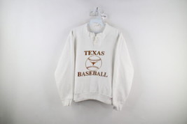 Vtg 90s Womens L Distressed University of Texas Baseball Henley Sweatshirt USA - £47.44 GBP