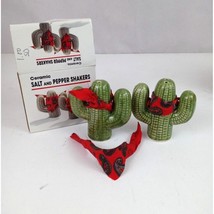 Vintage 1993 Ceramic Cactus Wearing Bandanas Salt &amp; Pepper Shakers With Box - £9.86 GBP