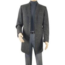Men RENOIR Wool Blend Charcoal Gray English Plaid 3/4 Length Coat 43-18-095 image 2