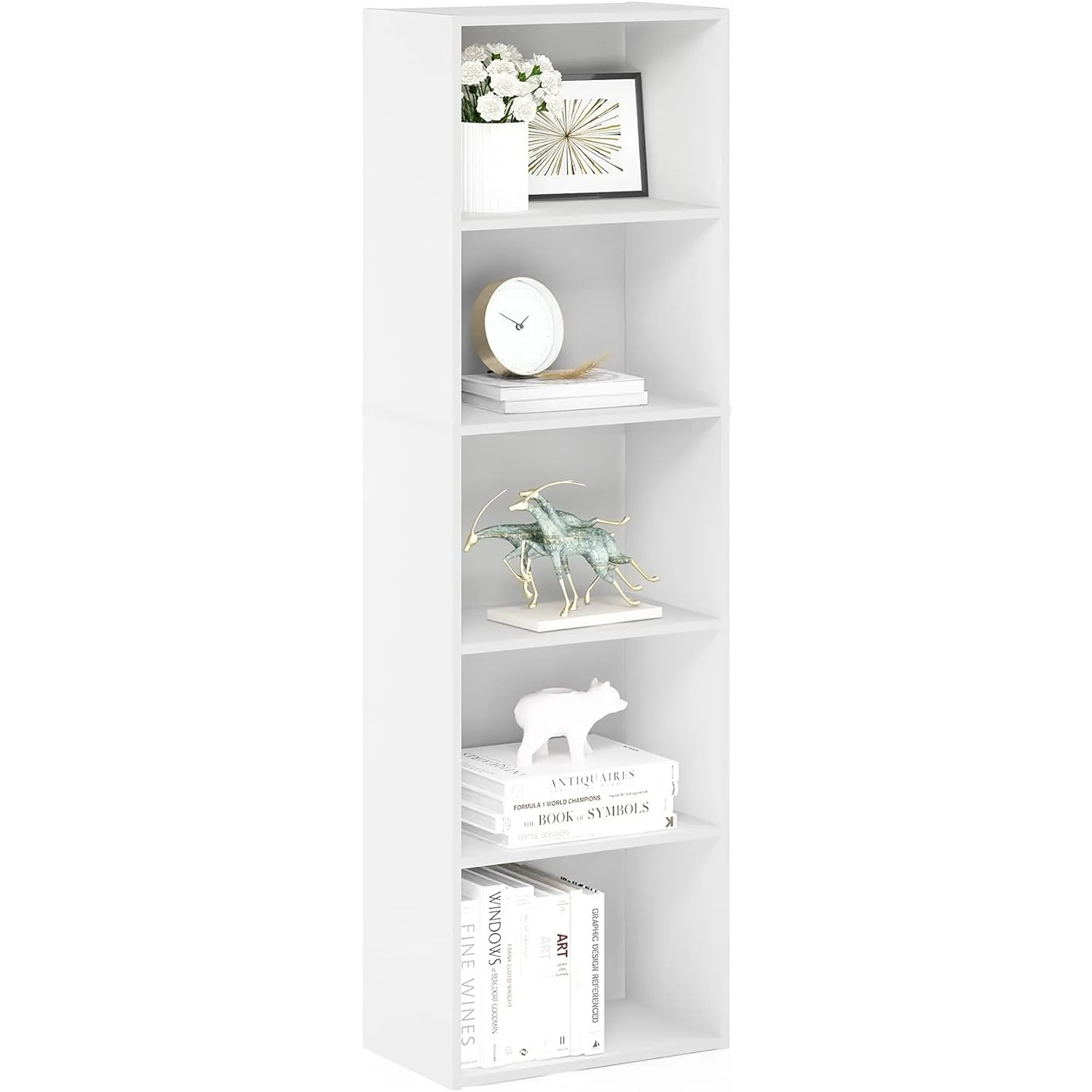 Furinno Luder Bookcase / Book / Storage , 5-Tier, White - £89.74 GBP