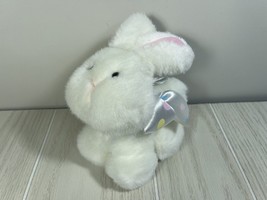 Eden vintage small white Easter bunny rabbit plush polka dot pastel bow - $19.79