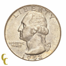 1942-S Argento Washington Quarto 25C (Scelta Bu Condizioni) Completo Mint Luster - £91.18 GBP