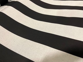 Sunbrella Shade Fabric Awning Beaufort BLACK/GREY 6 Bar Striped Waterproof 47&quot; - £9.02 GBP