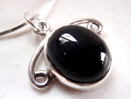 Black Onyx Oval Ellipse 925 Sterling Silver Pendant New Small - £4.94 GBP