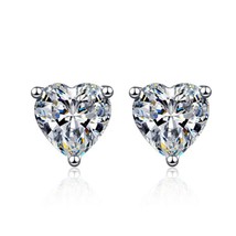 2-4ct D Color Heart Moissanite Stud Earrings For Women 100% 925 Sterling Silver  - £140.67 GBP