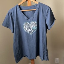 Life Is Good Womens XL Blue Short Sleeve Heart Graphic Tshirt Crusher Te... - £12.60 GBP